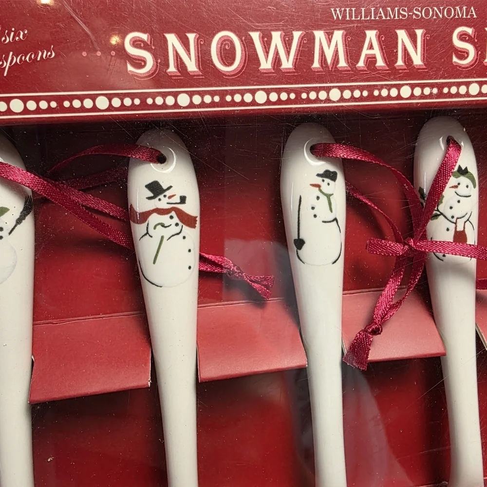 NIB 2006 Williams-Sonoma Snowman Christmas Spoons/Ornament Set